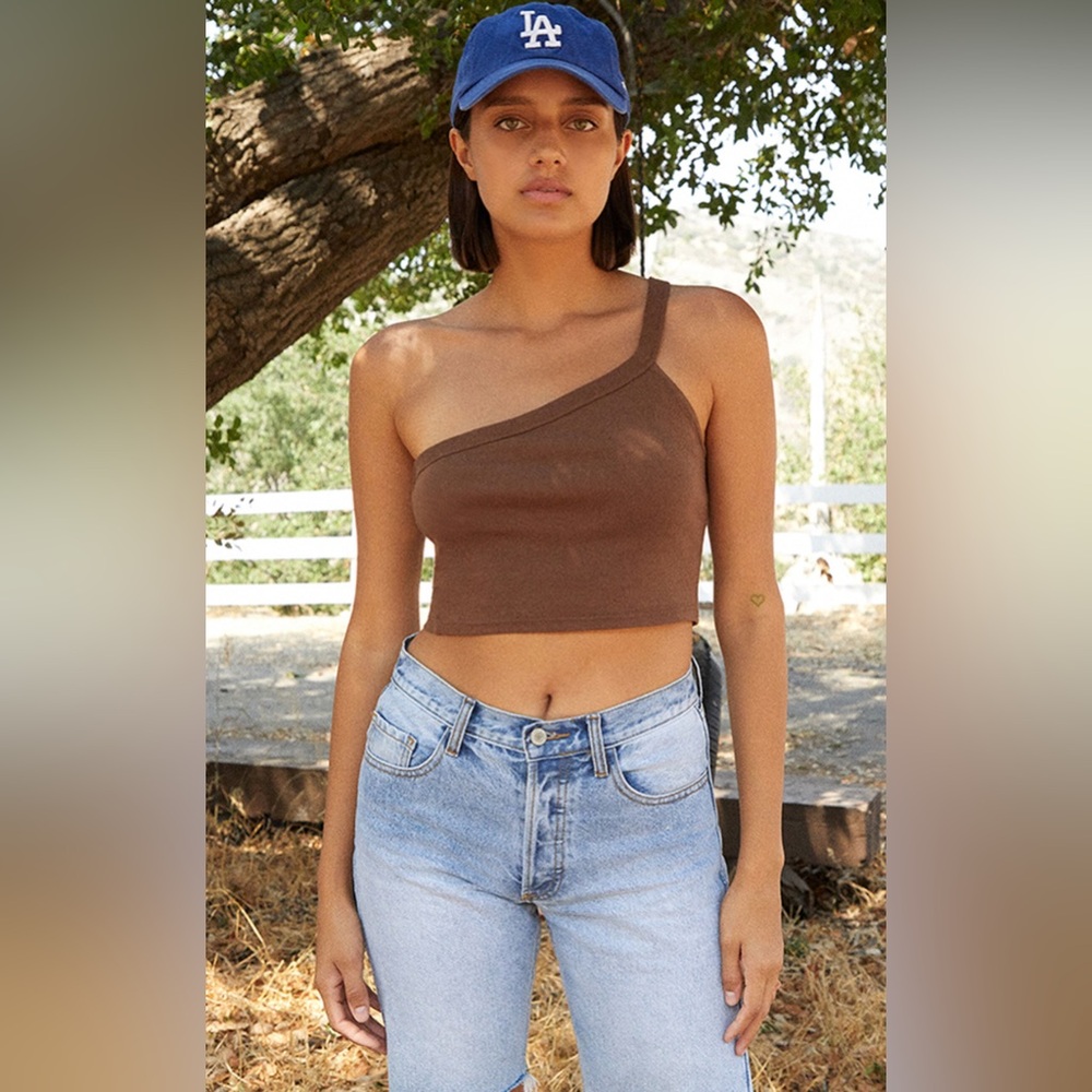 Pacsun brown one shoulder tank top